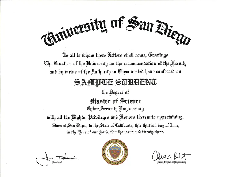 Diploma The University of San Diego